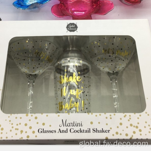 China glass cocktail shaker with martini glasses set Supplier